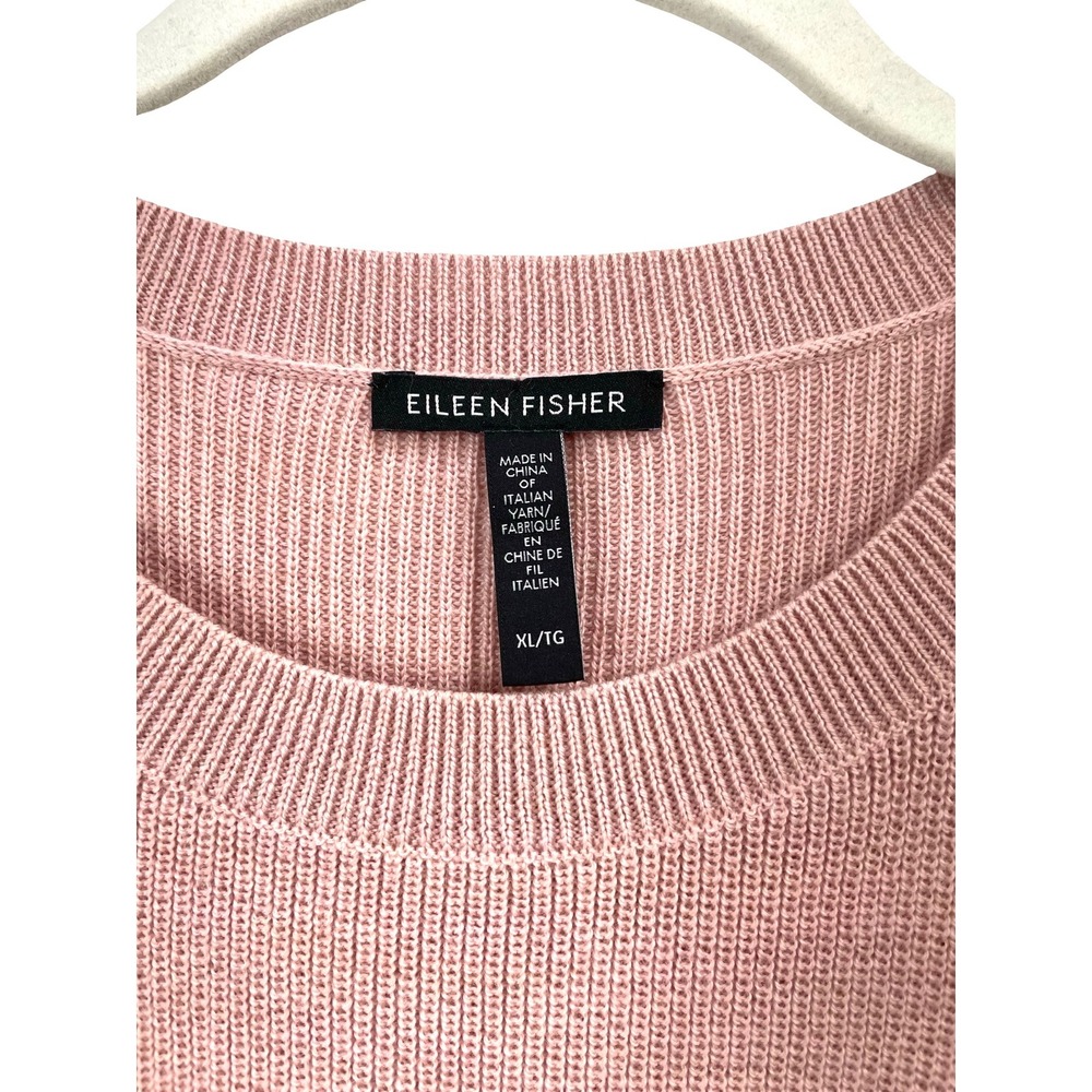 Eileen Fisher 100% extra fine merino wool knit sweater Size XL pink lightweight - Picture 3 of 7